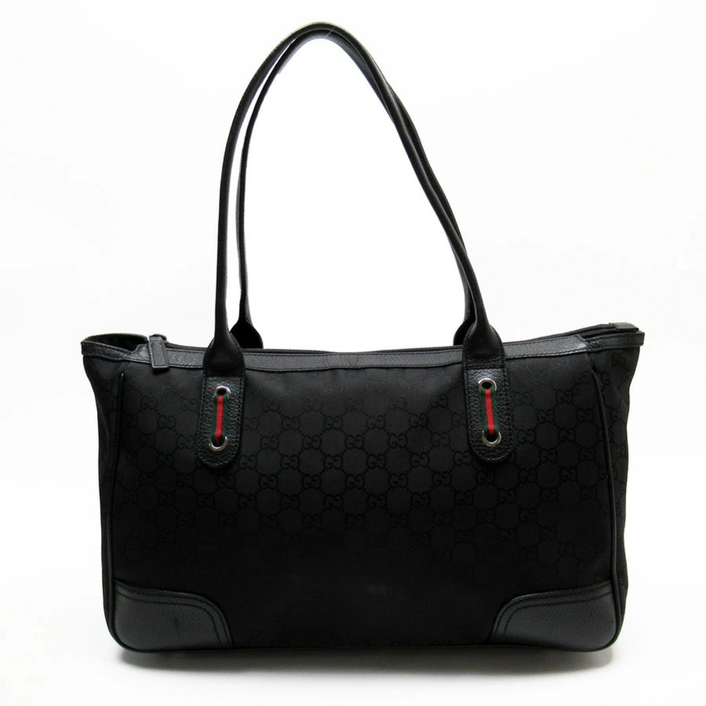 Gucci GG Sherry Shoulder Bag Black Canvas Leather